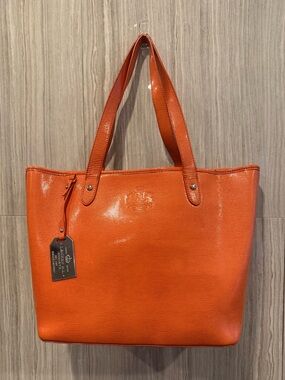 Ralph Lauren Orange Leather Tote